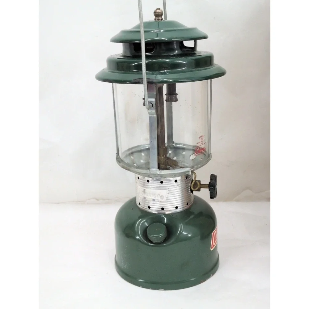 Green COLEMAN 220F 1 - 1971 Double Mantle 220F195 Lantern W/ Box Good Shape Camp
